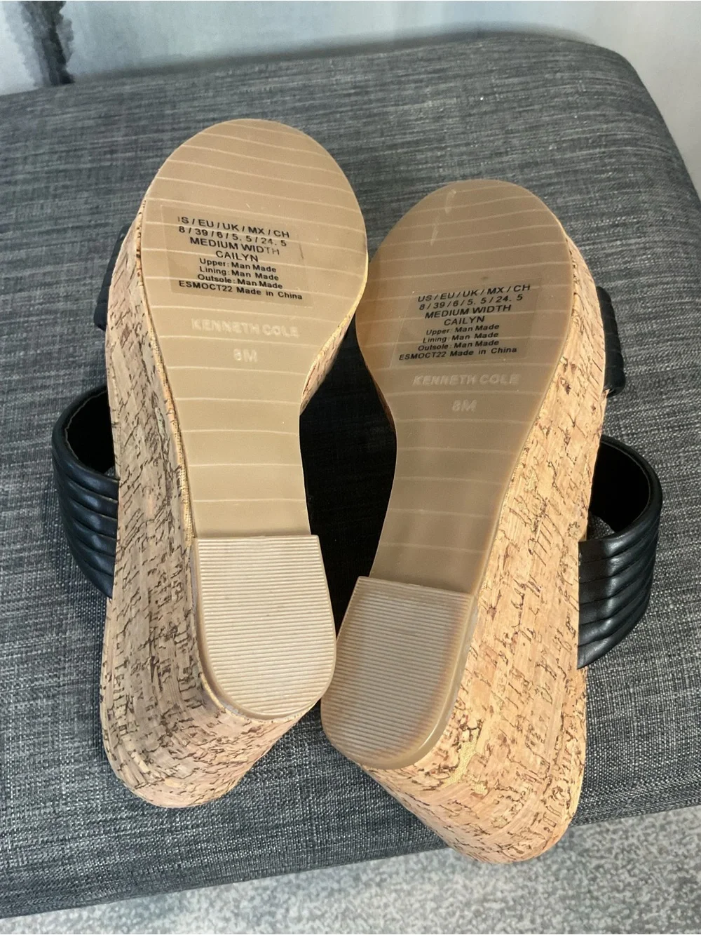 Kenneth Cole New York Cailyn Cork Wedge Sandal in Black - Size 8 (NIB)